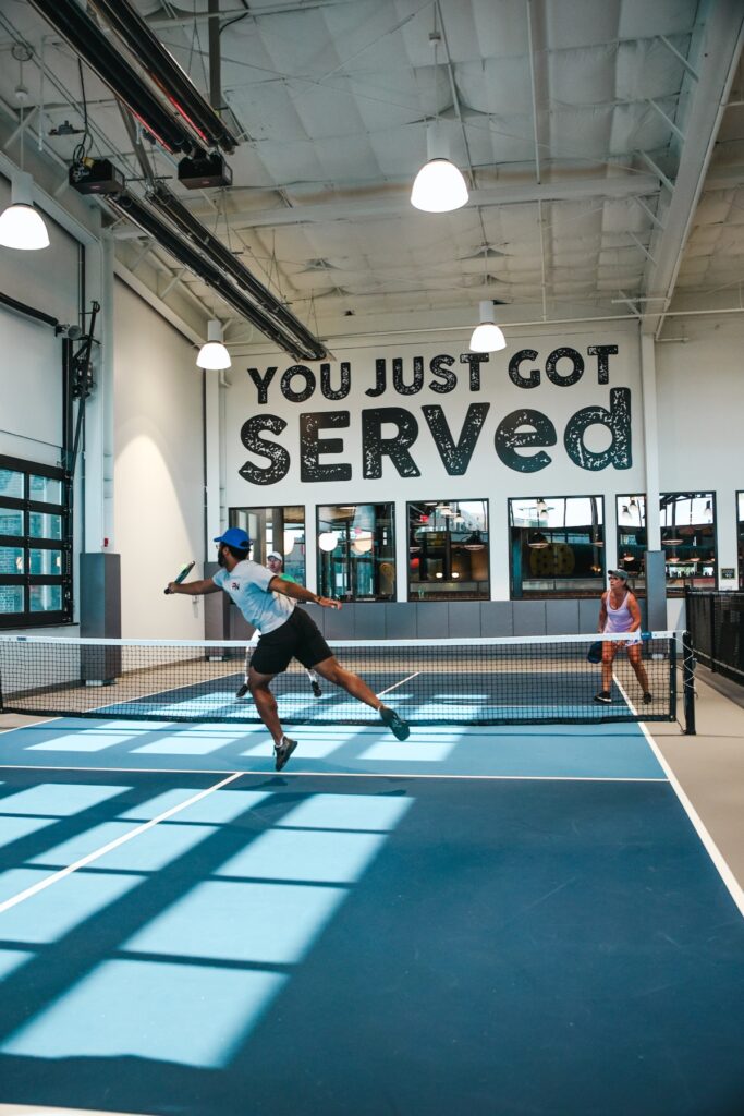 Playing pickleball at SERV in Overland Park
