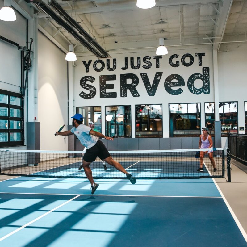 Playing pickleball at SERV in Overland Park