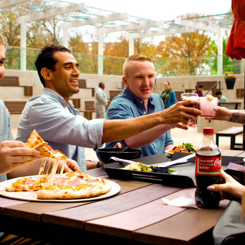 Friends watching Chiefs game at Strang Hall in OP