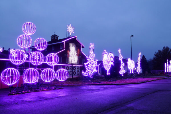 Christmas lights at Deanna Rose Farmstead in Overland Park